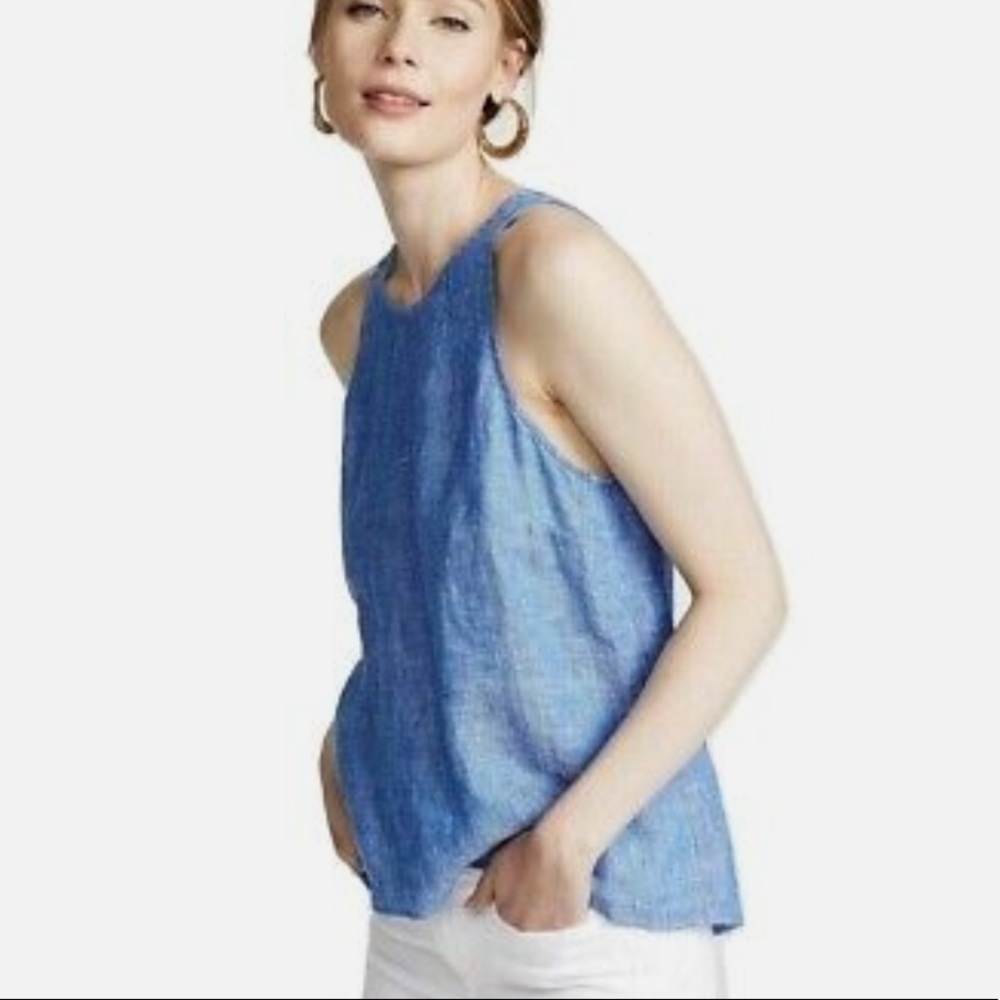 Joie Dany Blue Linen Back Button-up Tank - size M
